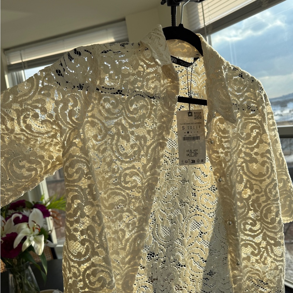 Zara Ivory Lace Blouse - Picture 6 of 7